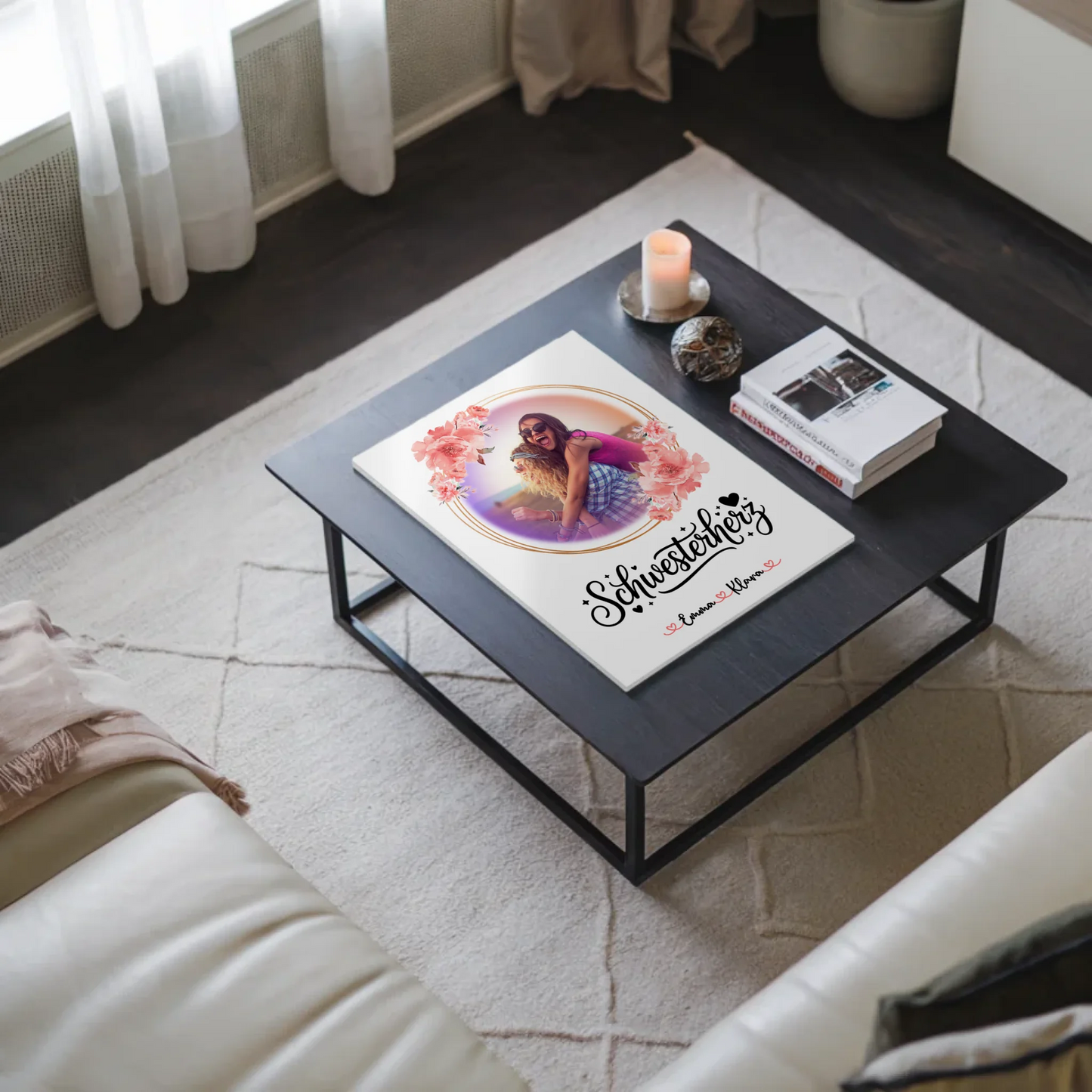 Fotoboard Personalisiert Schwesterherz Foto & Namen mit Wunschtext