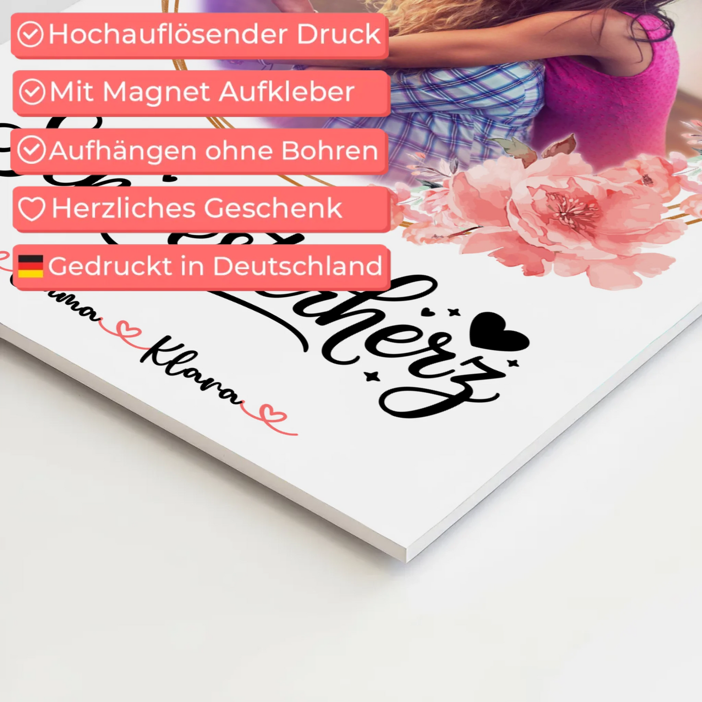 Fotoboard Personalisiert Schwesterherz Foto & Namen mit Wunschtext