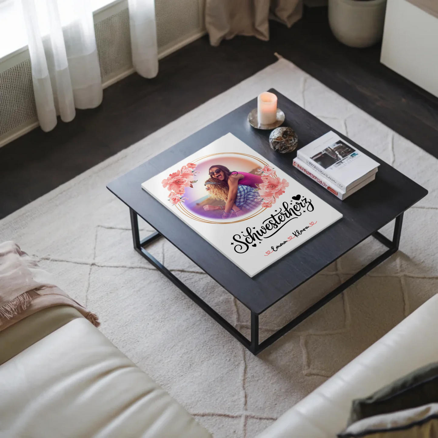 Fotoboard Personalisiert Schwesterherz Foto & Namen mit Wunschtext