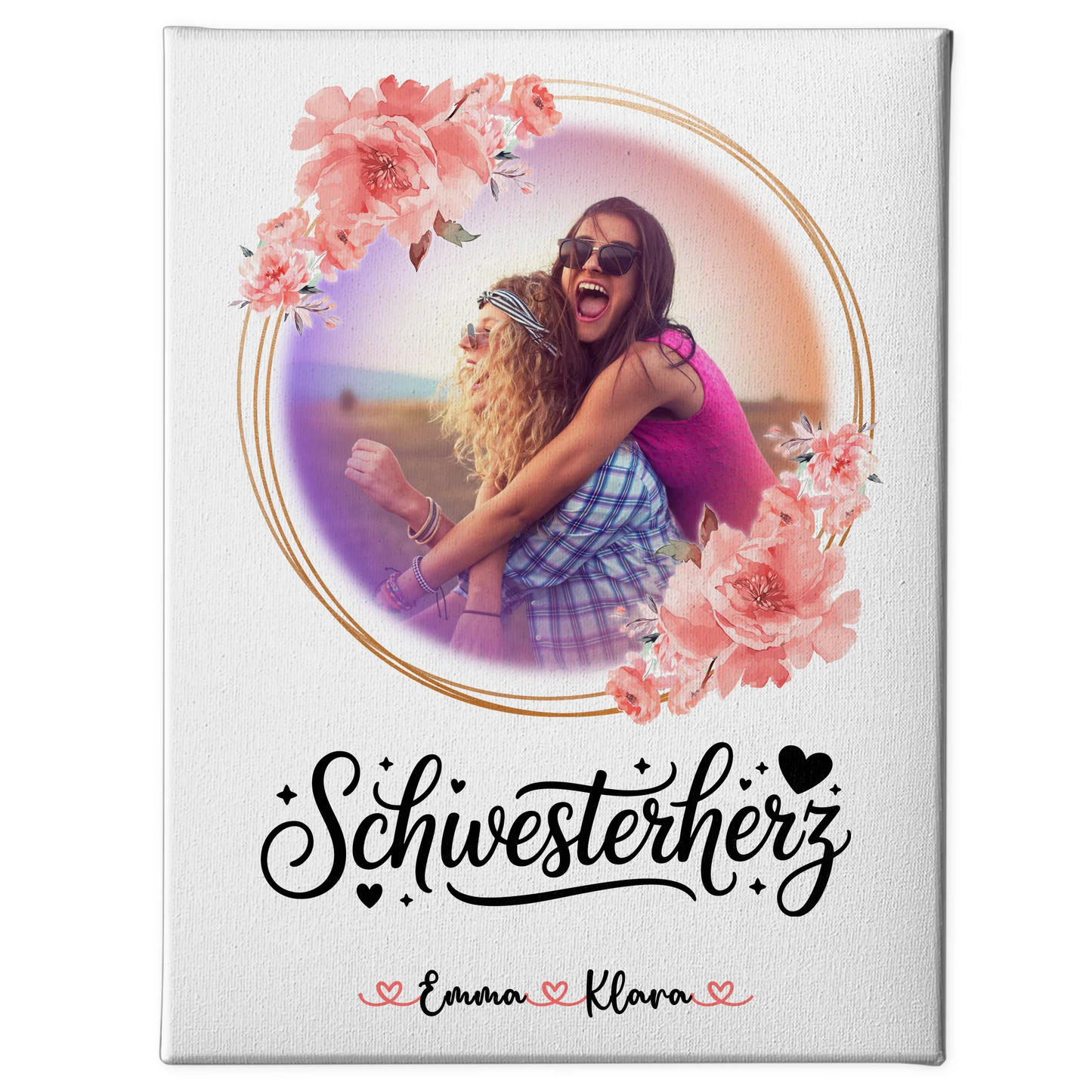 Schwester Leinwand für Schwesterherz mit Foto & Namen