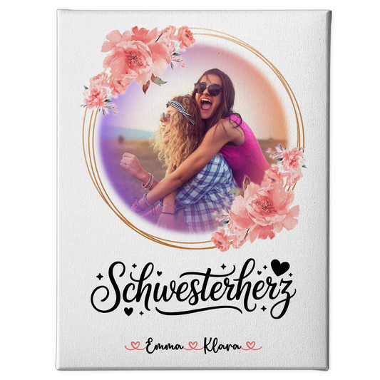 Schwester Leinwand für Schwesterherz mit Foto & Namen