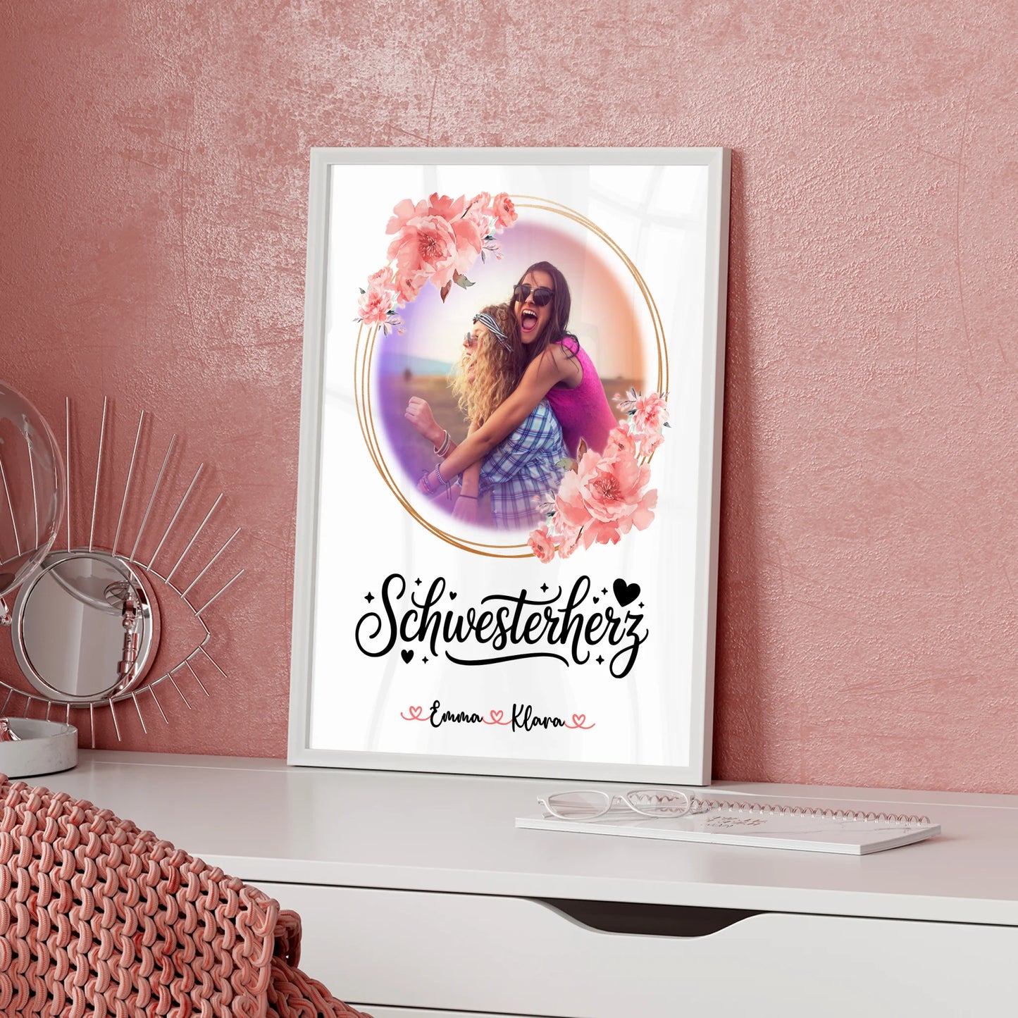 Geschwister Poster Personalisiert mit Foto & Namen Schwesterherz