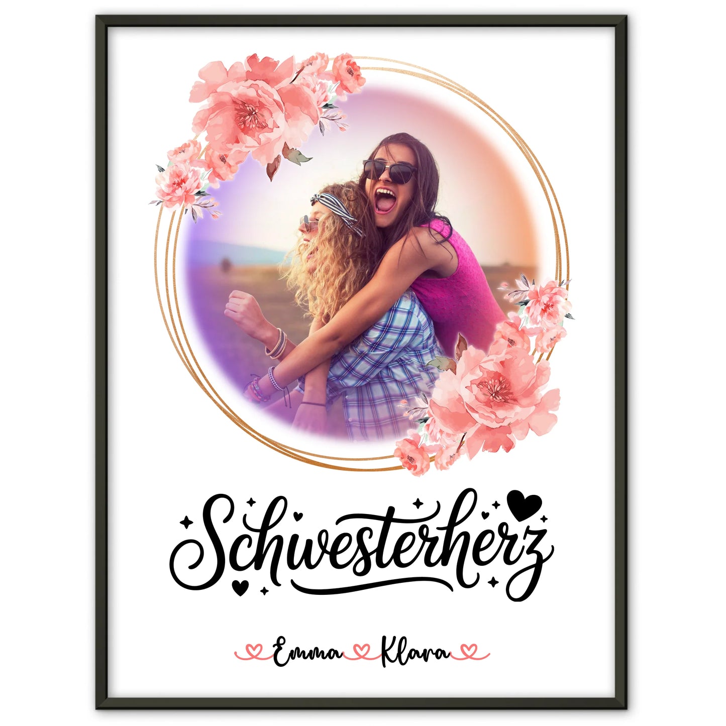 Geschwister Poster Personalisiert mit Foto & Namen Schwesterherz