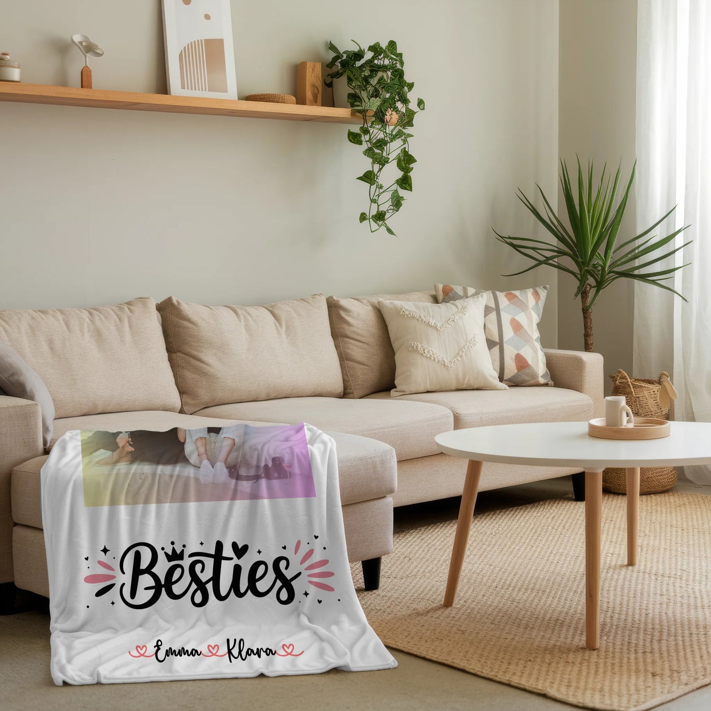 Kuscheldecke Mit Namen Besties Beste Freundin personalisiert mit 1 Foto & Wunschtext
