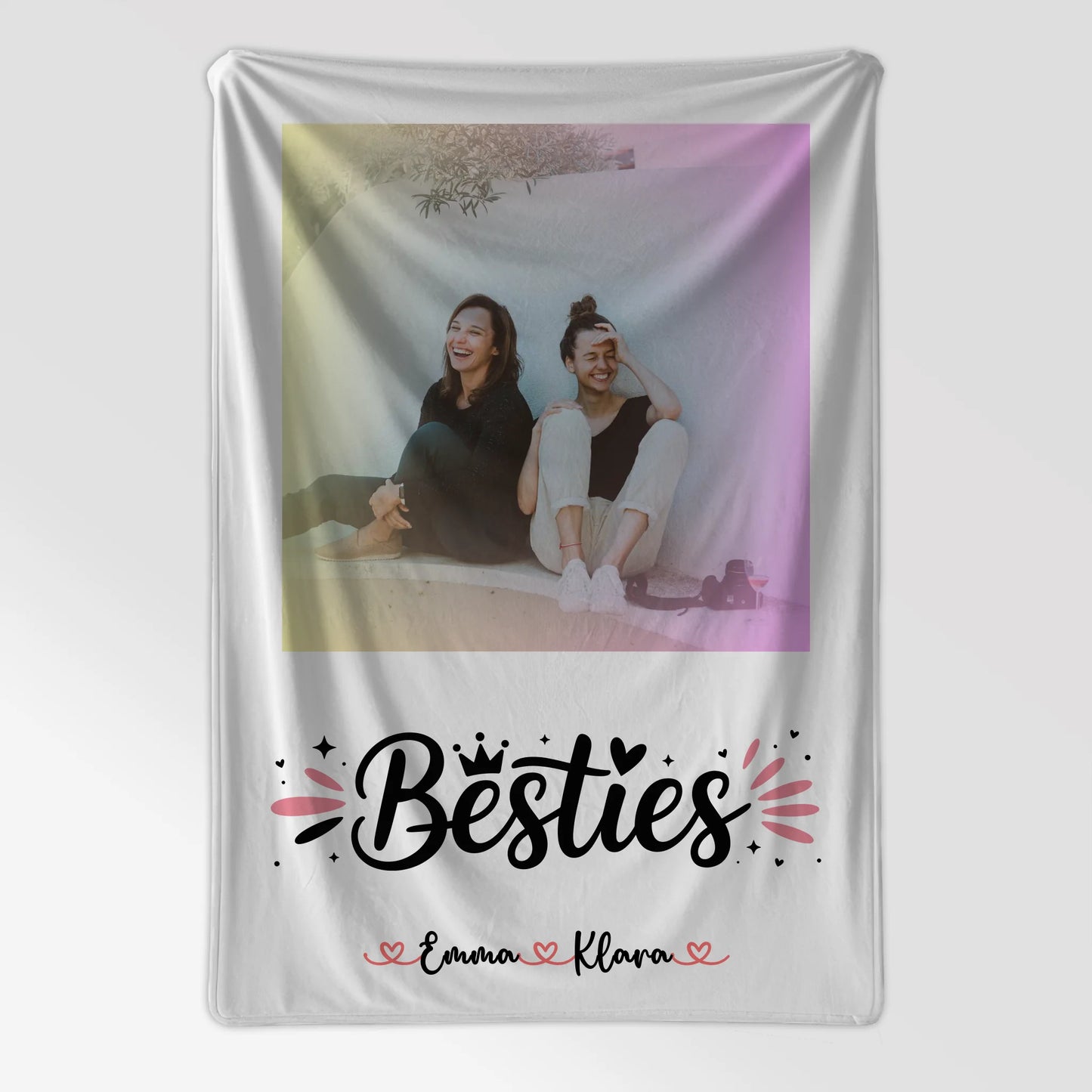 Kuscheldecke Mit Namen Besties Beste Freundin personalisiert mit 1 Foto & Wunschtext