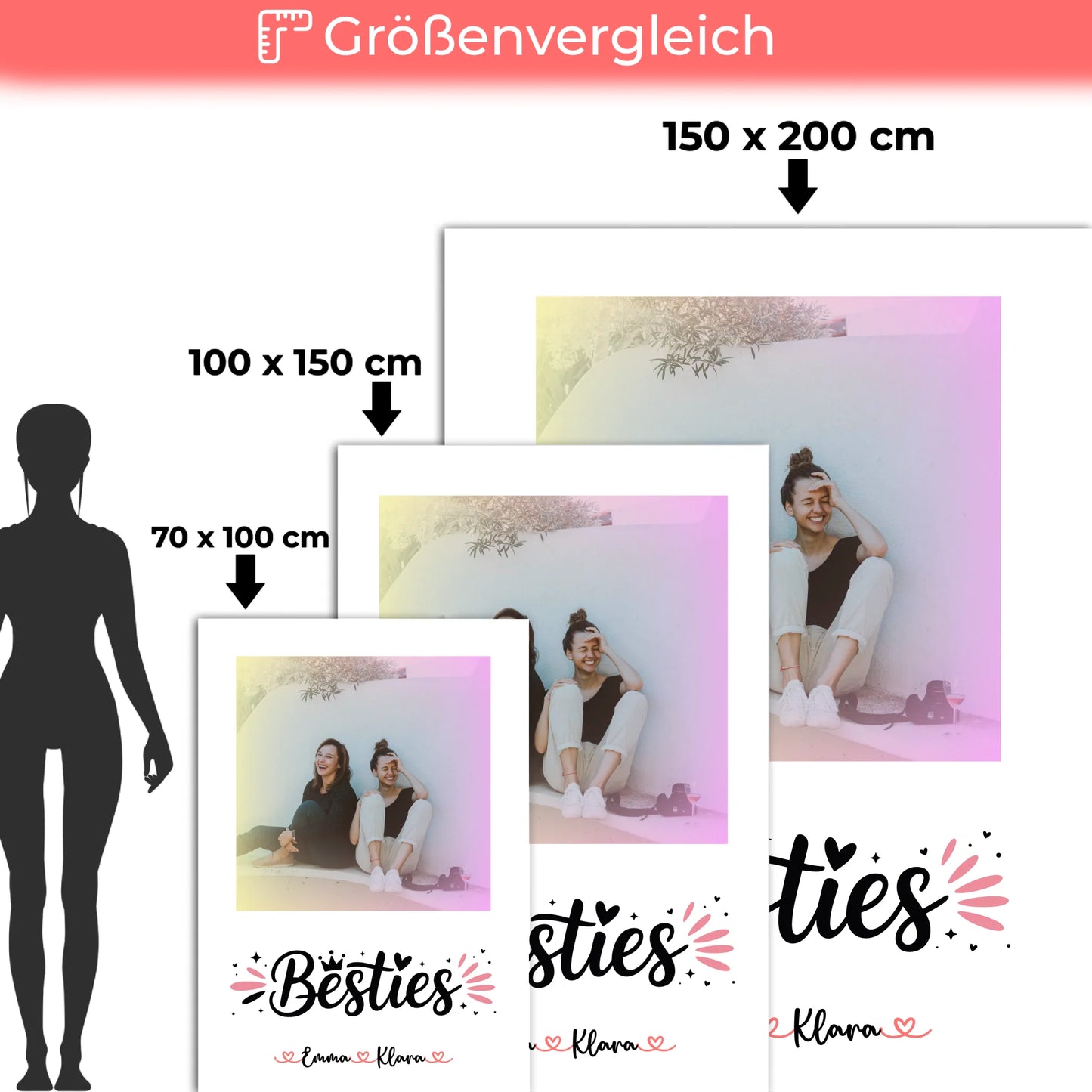Kuscheldecke Mit Namen Besties Beste Freundin personalisiert mit 1 Foto & Wunschtext