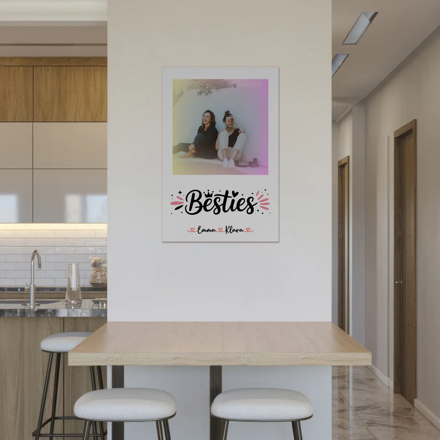 Geschenk beste Freundin Fotoboard mit 1 Foto, Namen und eigenem Spruch Besties