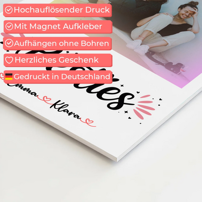 Geschenk beste Freundin Fotoboard mit 1 Foto, Namen und eigenem Spruch Besties