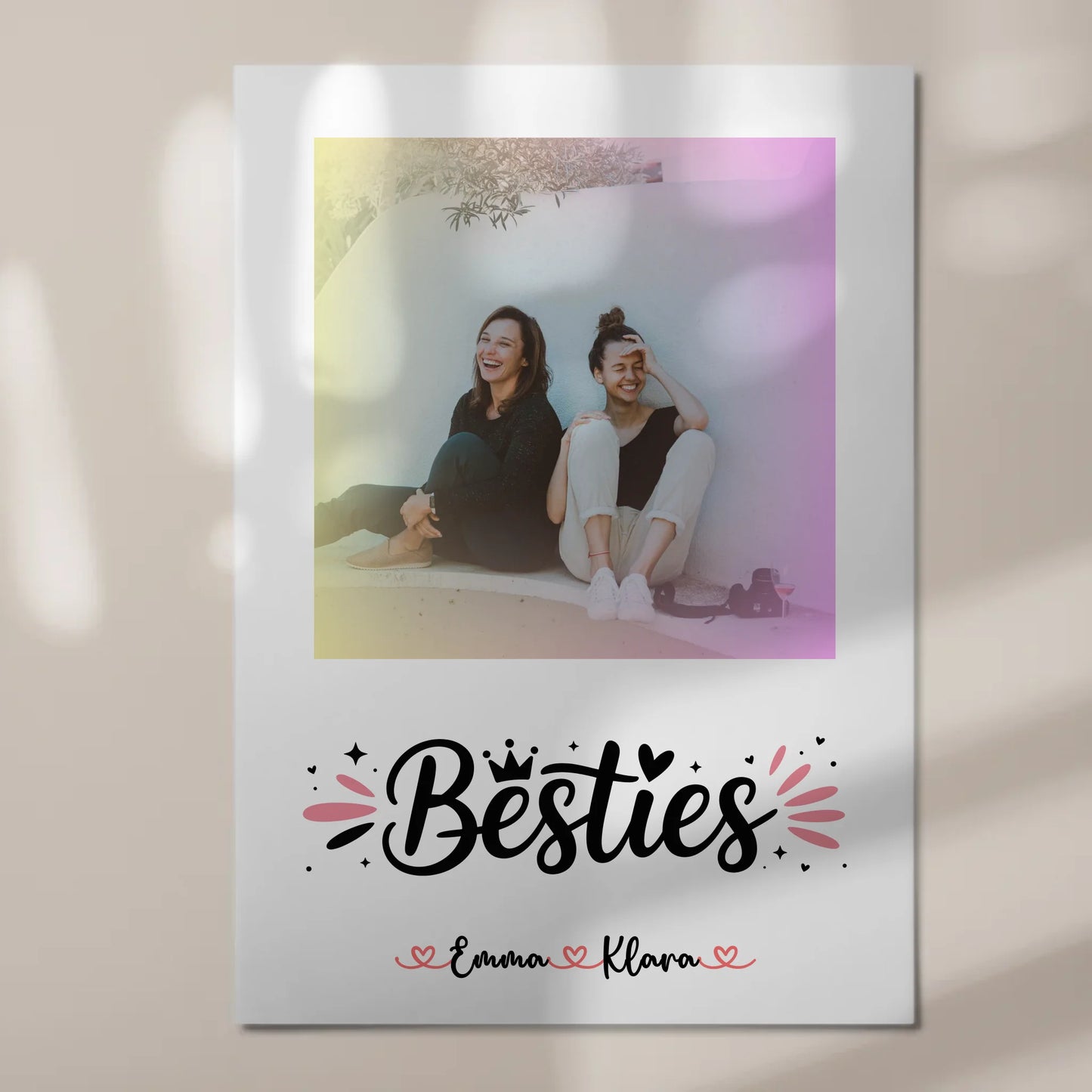 Geschenk beste Freundin Fotoboard mit 1 Foto, Namen und eigenem Spruch Besties