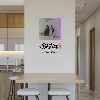 Geschenk beste Freundin Fotoboard mit 1 Foto, Namen und eigenem Spruch Besties