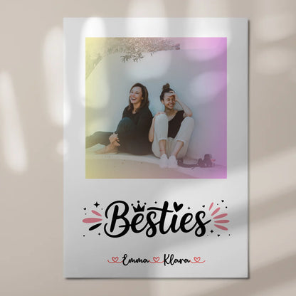 Geschenk beste Freundin Fotoboard mit 1 Foto, Namen und eigenem Spruch Besties