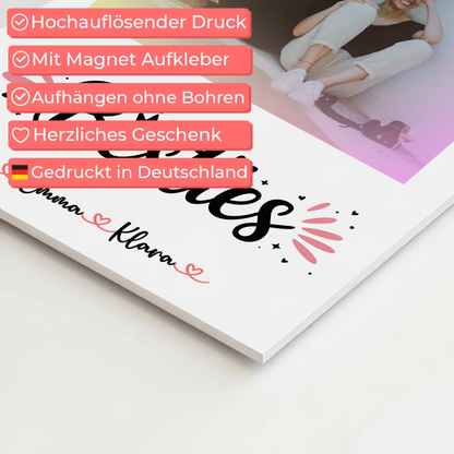 Geschenk beste Freundin Fotoboard mit 1 Foto, Namen und eigenem Spruch Besties