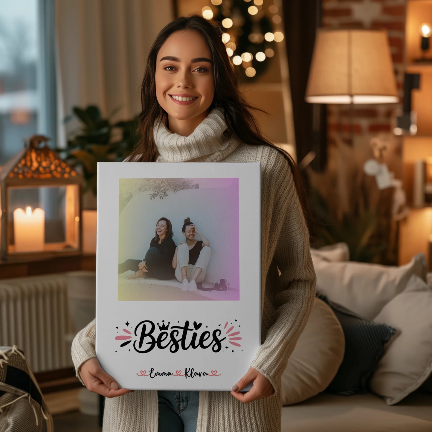 Personalisiertes Bild Freundinnen Leinwand Mit Foto, Namen & Eigenem Spruch Beste Freundin