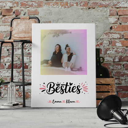 Personalisiertes Bild Freundinnen Leinwand Mit Foto, Namen & Eigenem Spruch Beste Freundin