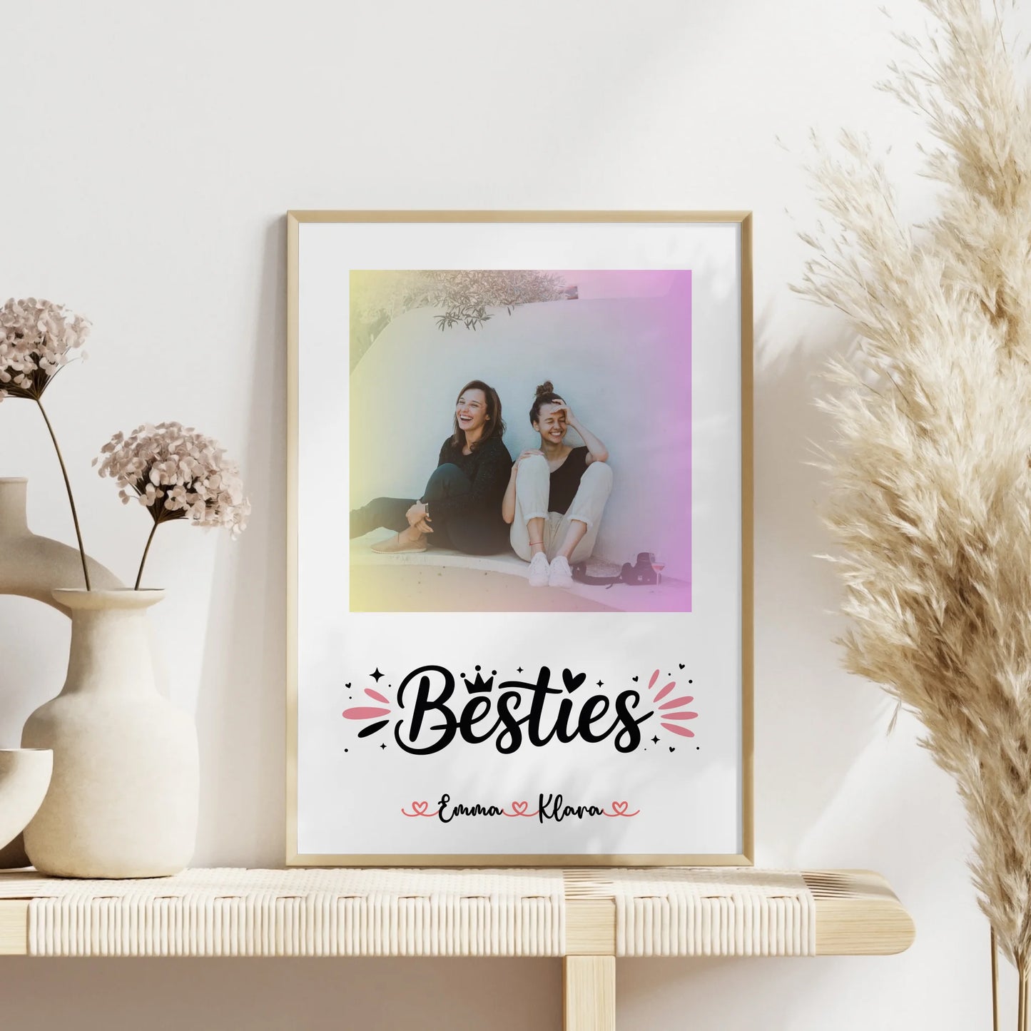 Fotoposter Beste Freundin mit Foto, Hintergrundbild, Namen & eigenem Spruch