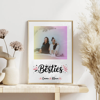 Fotoposter Beste Freundin mit Foto, Hintergrundbild, Namen & eigenem Spruch