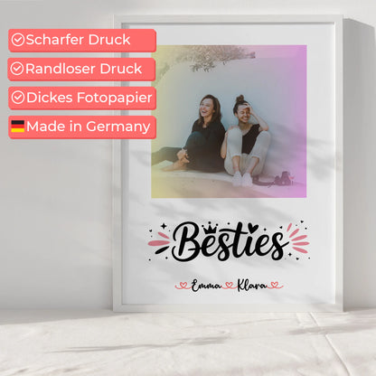 Fotoposter Beste Freundin mit Foto, Hintergrundbild, Namen & eigenem Spruch