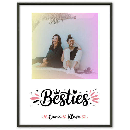 Fotoposter Beste Freundin mit Foto, Hintergrundbild, Namen & eigenem Spruch