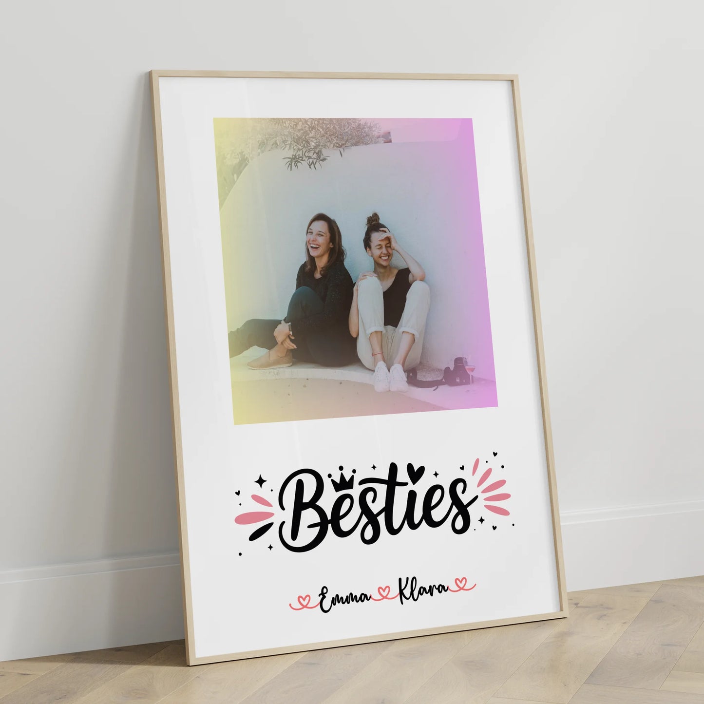 Fotoposter Beste Freundin mit Foto, Hintergrundbild, Namen & eigenem Spruch