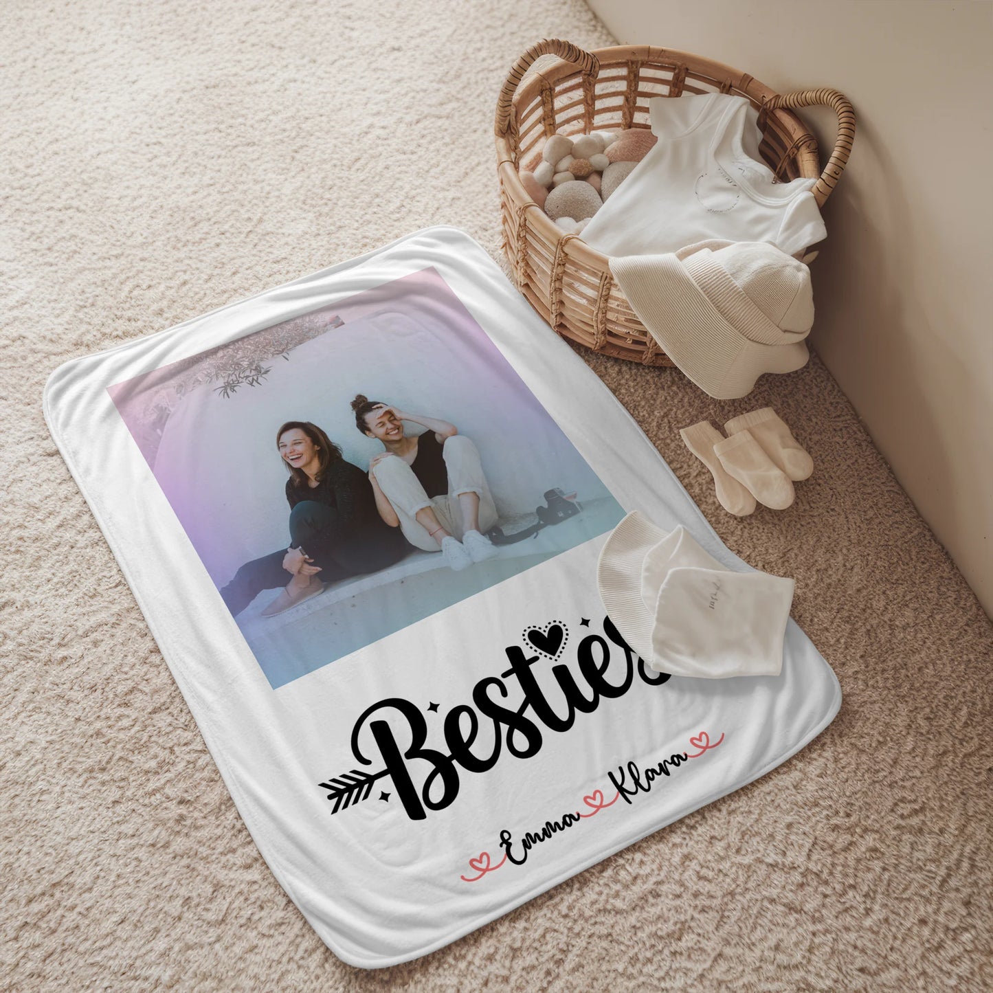 Personalisierte Decke Freundin mit Foto und Namen