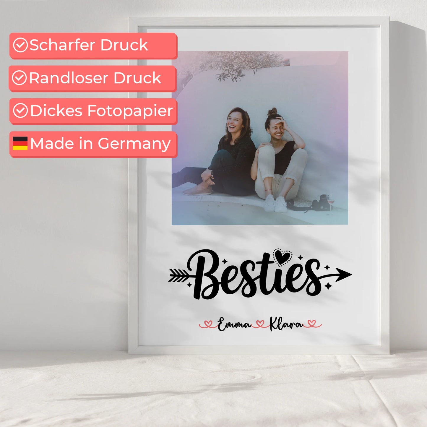 Beste Freundinnen Poster mit Foto, Namen & Wunschtext