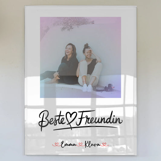 Beste Freundin Geschenk Acrylglas Bild mit Foto, Namen & Wunschtext, Hintergrundbild
