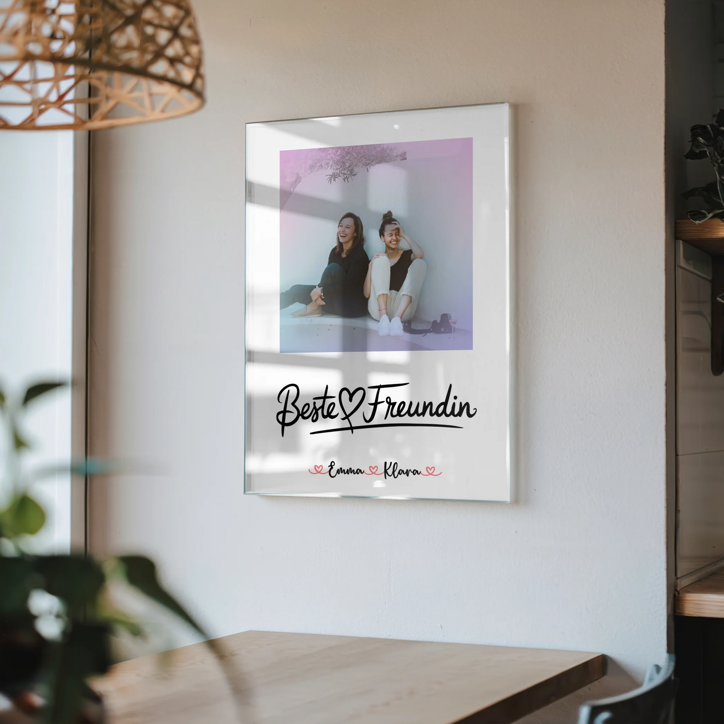 Beste Freundin Geschenk Acrylglas Bild mit Foto, Namen & Wunschtext, Hintergrundbild