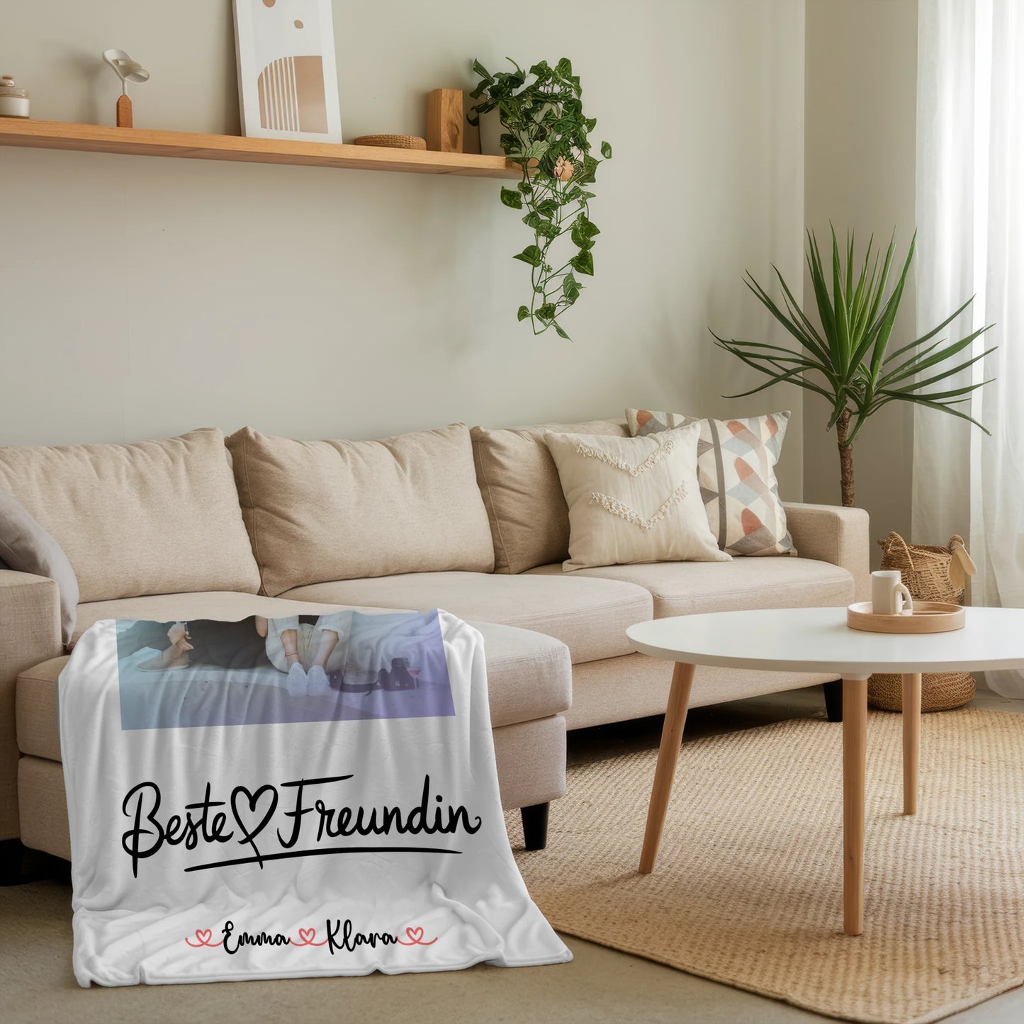 Decke mit Foto beste Freundin personalisiert mit 1 Foto, Hintergrundbild, Namen & Spruch