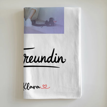 Decke mit Foto beste Freundin personalisiert mit 1 Foto, Hintergrundbild, Namen & Spruch