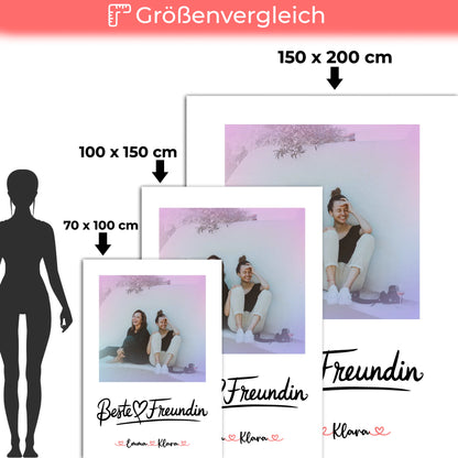 Decke mit Foto beste Freundin personalisiert mit 1 Foto, Hintergrundbild, Namen & Spruch