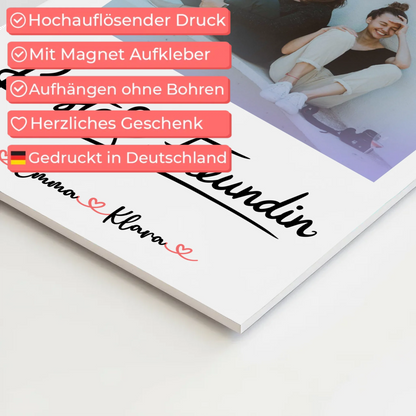 Fotogeschenk beste Freundin Fotoboard mit Foto, Namen und eigenem Spruch personalisierbar