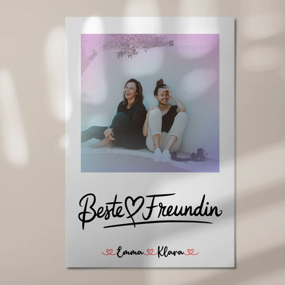 Fotogeschenk beste Freundin Fotoboard mit Foto, Namen und eigenem Spruch personalisierbar