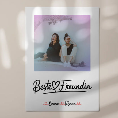 Fotogeschenk beste Freundin Fotoboard mit Foto, Namen und eigenem Spruch personalisierbar