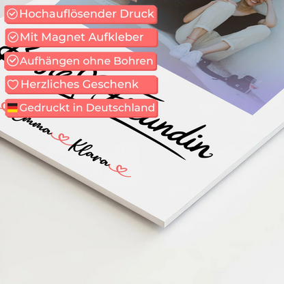Fotogeschenk beste Freundin Fotoboard mit Foto, Namen und eigenem Spruch personalisierbar