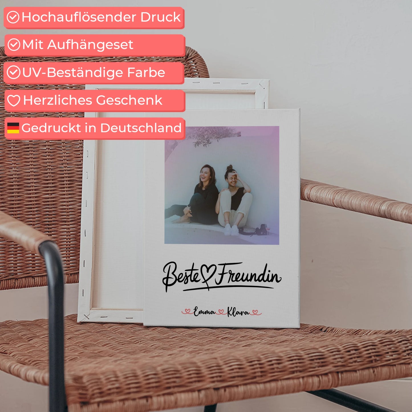 Leinwand Bild Freundinnen Personalisiert Mit Foto Namen & Wunschtext Für Beste Freundin