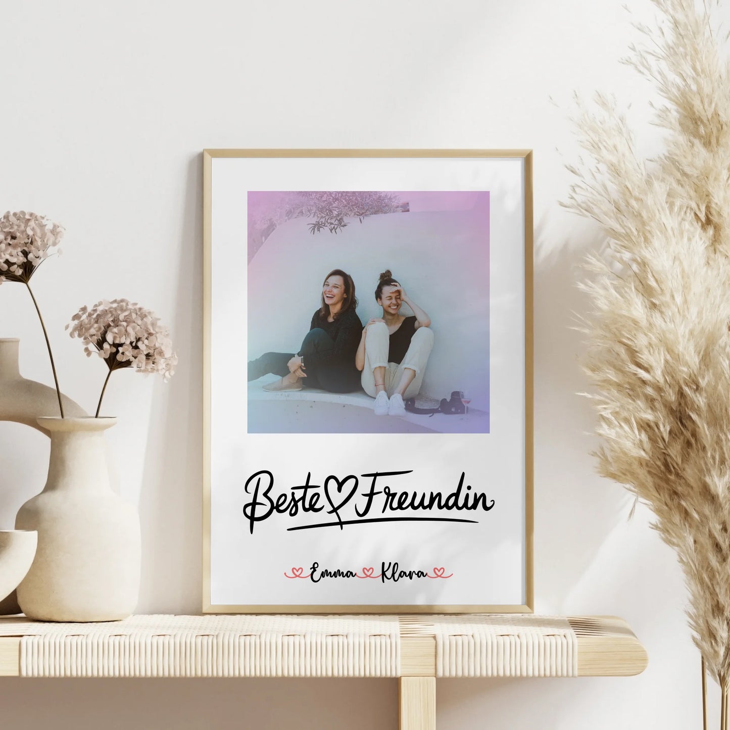 Beste Freundin Poster Mit Bild personalisiert mit 1 Foto, Hintergrundbild, Namen & Spruch