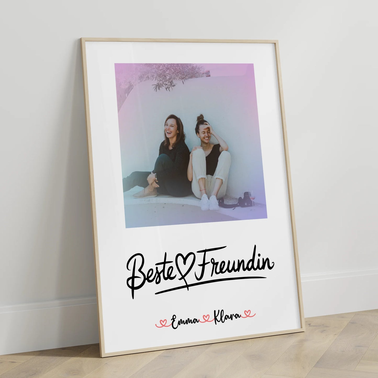 Beste Freundin Poster Mit Bild personalisiert mit 1 Foto, Hintergrundbild, Namen & Spruch