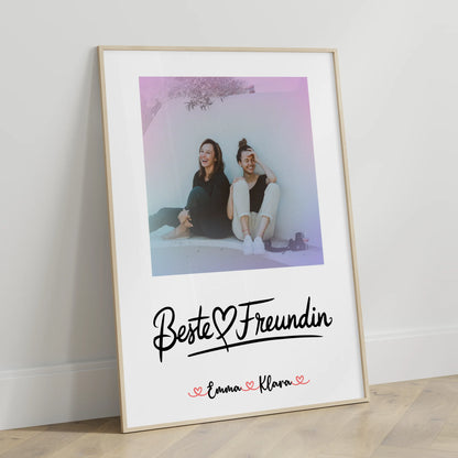 Beste Freundin Poster Mit Bild personalisiert mit 1 Foto, Hintergrundbild, Namen & Spruch