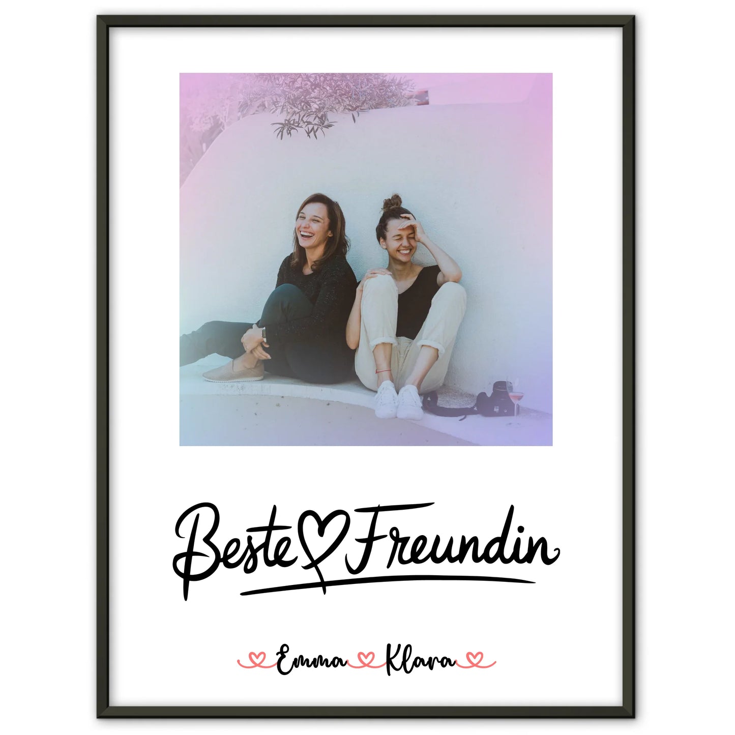 Beste Freundin Poster Mit Bild personalisiert mit 1 Foto, Hintergrundbild, Namen & Spruch