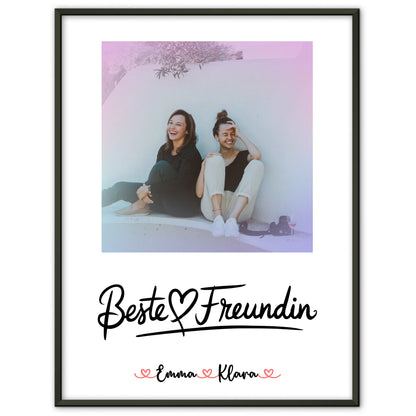 Beste Freundin Poster Mit Bild personalisiert mit 1 Foto, Hintergrundbild, Namen & Spruch