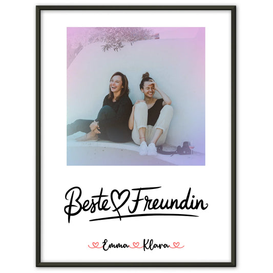 Beste Freundin Poster Mit Bild personalisiert mit 1 Foto, Hintergrundbild, Namen & Spruch