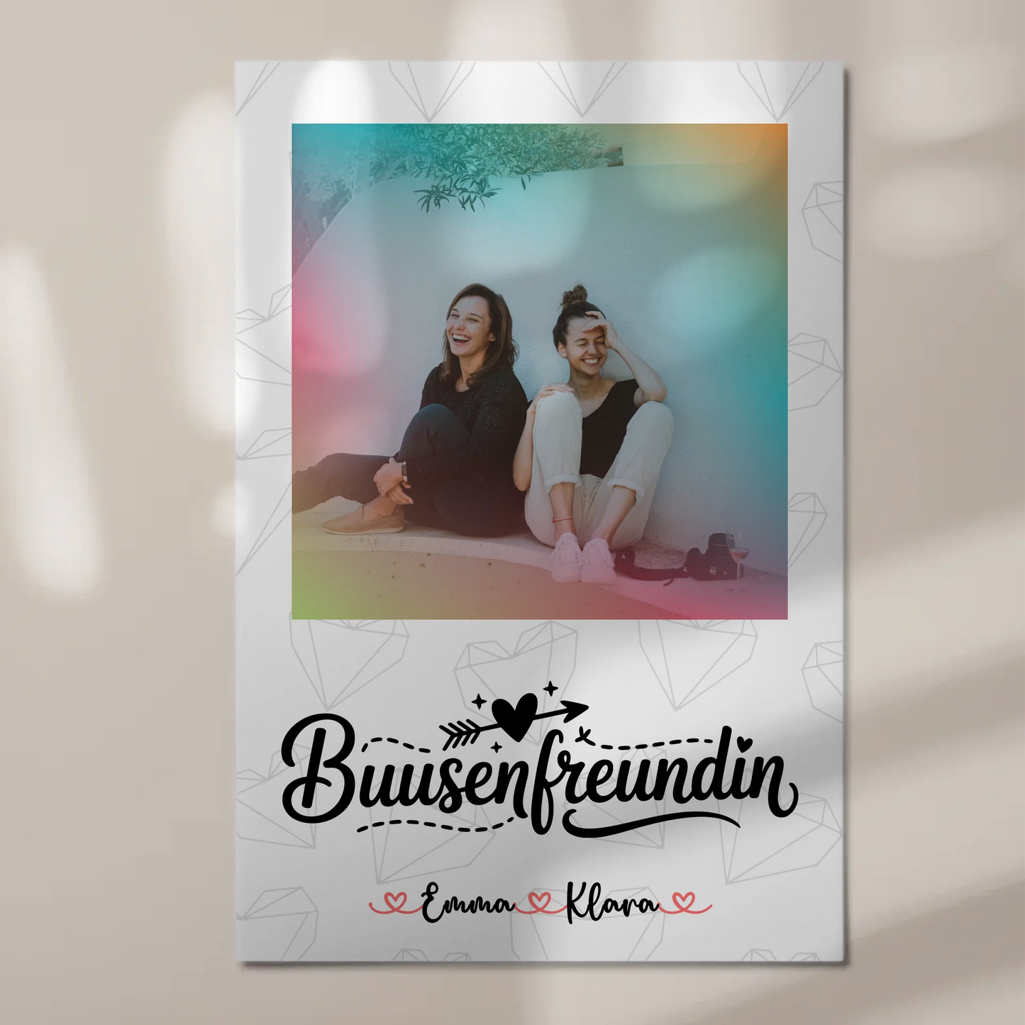 Beste Freundinnen Fotoboard personalisiert mit 1 Foto, Namen & eigenem Wunschtext