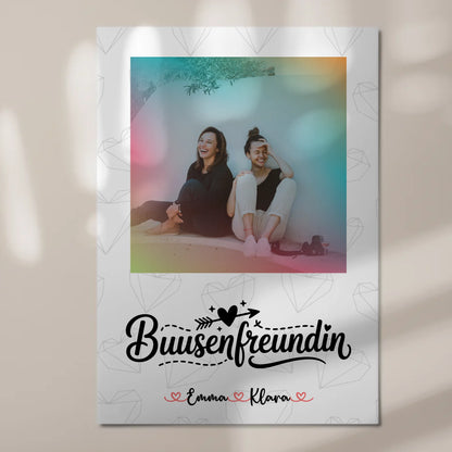 Beste Freundinnen Fotoboard personalisiert mit 1 Foto, Namen & eigenem Wunschtext