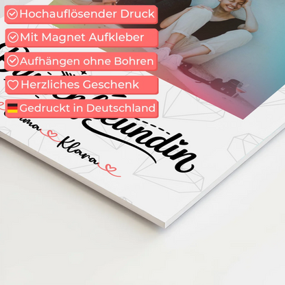Beste Freundinnen Fotoboard personalisiert mit 1 Foto, Namen & eigenem Wunschtext