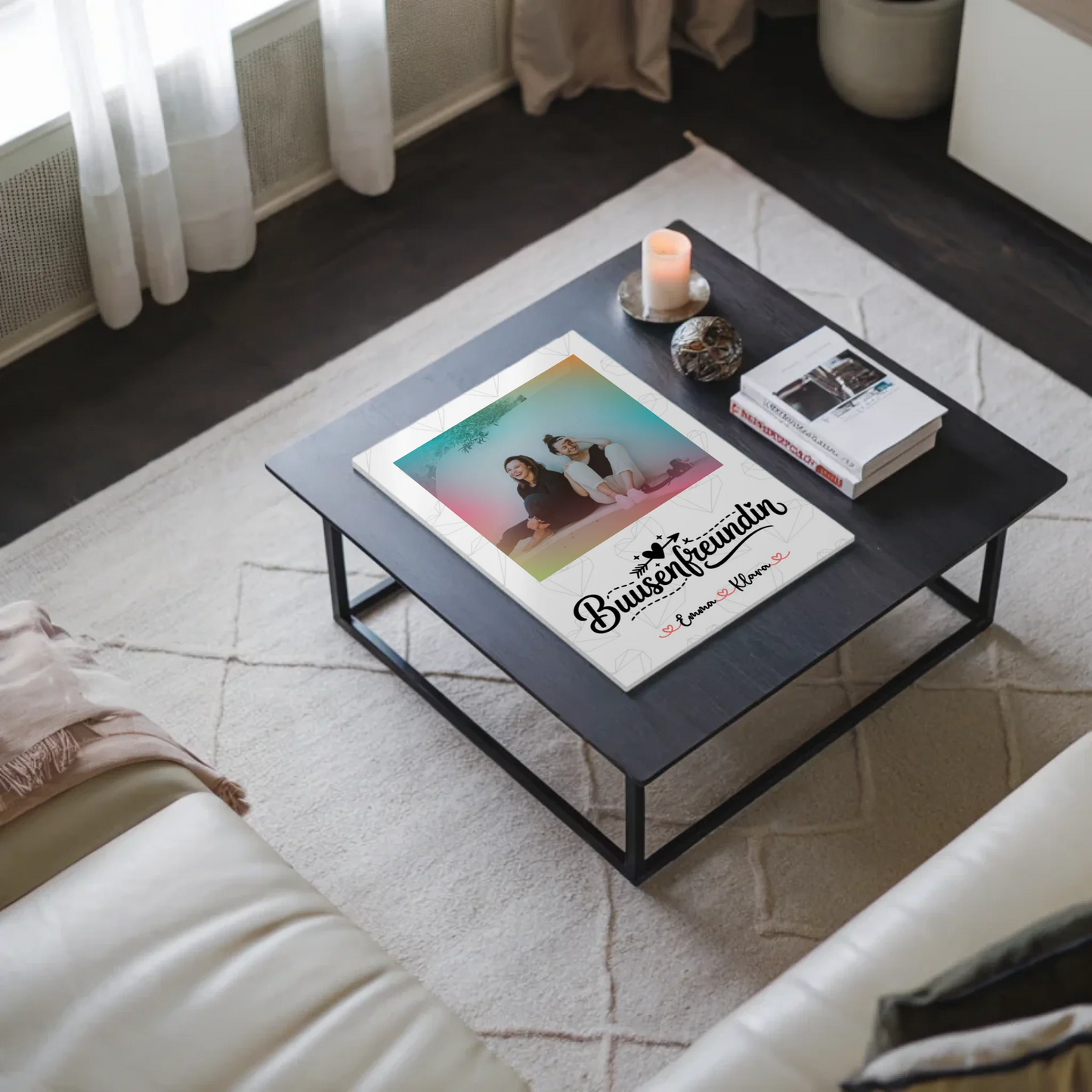 Beste Freundinnen Fotoboard personalisiert mit 1 Foto, Namen & eigenem Wunschtext