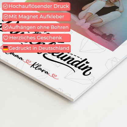 Beste Freundinnen Fotoboard personalisiert mit 1 Foto, Namen & eigenem Wunschtext