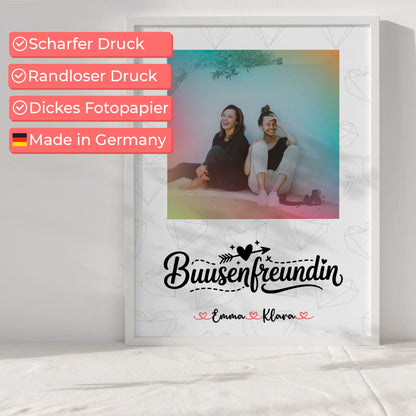 Poster Bild Freundinnen Personalisiert mit Foto, Namen & Wunschtext für Busenfreundin
