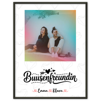 Poster Bild Freundinnen Personalisiert mit Foto, Namen & Wunschtext für Busenfreundin