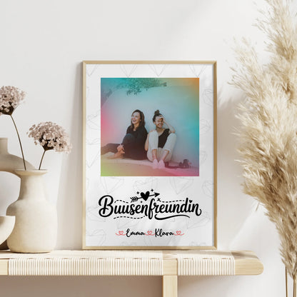Poster Bild Freundinnen Personalisiert mit Foto, Namen & Wunschtext für Busenfreundin