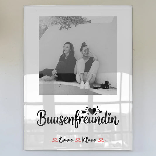 Beste Freundin Geschenk Acrylglas Bild Mit Foto & Namen Black & White